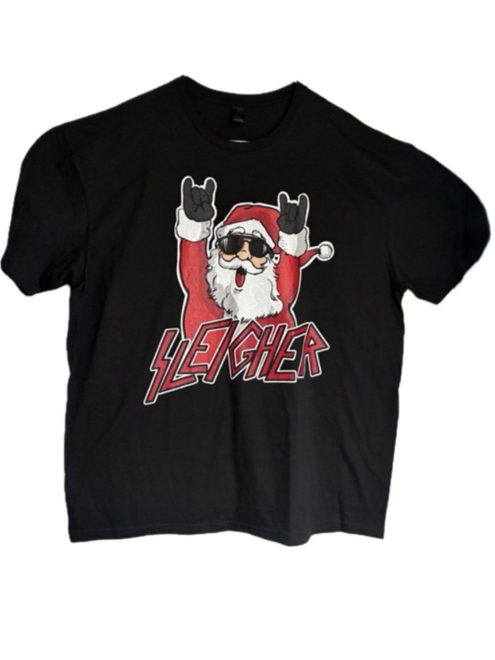 SLEIGHER SANTA | Fan Cartoon Graphic Pun of Slayer T-Shirt | Men’s Size 2XL
